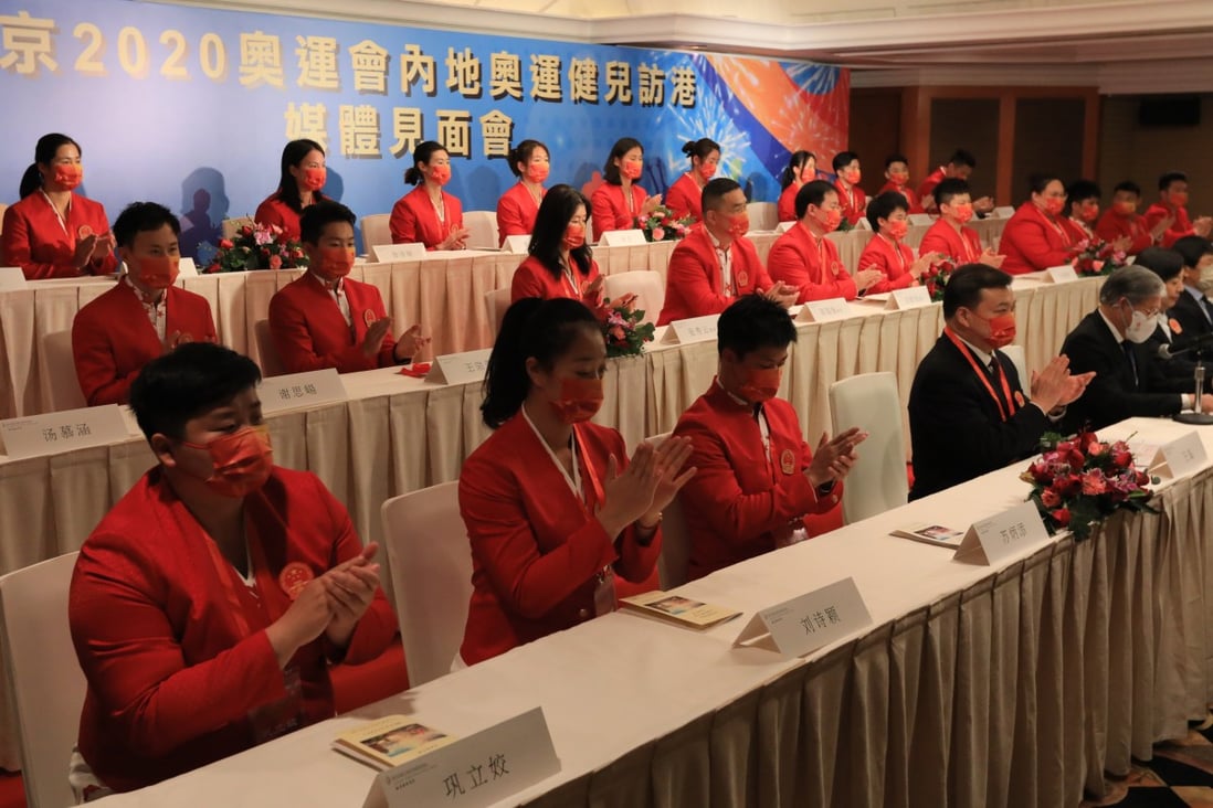 China’s Olympic athletes and officials attend a press conference on the first day of their three-day visit to Hong Kong. Photo: Felix Wong