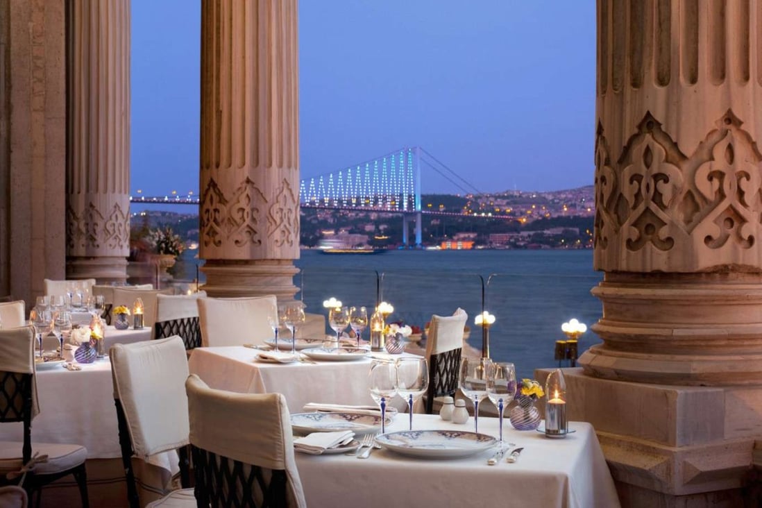 The Tugra restaurant at Ciragan Palace in Istanbul, Turkey - a city Caroline Eden describes as the “world’s greatest kitchen” in her book Black Sea. 