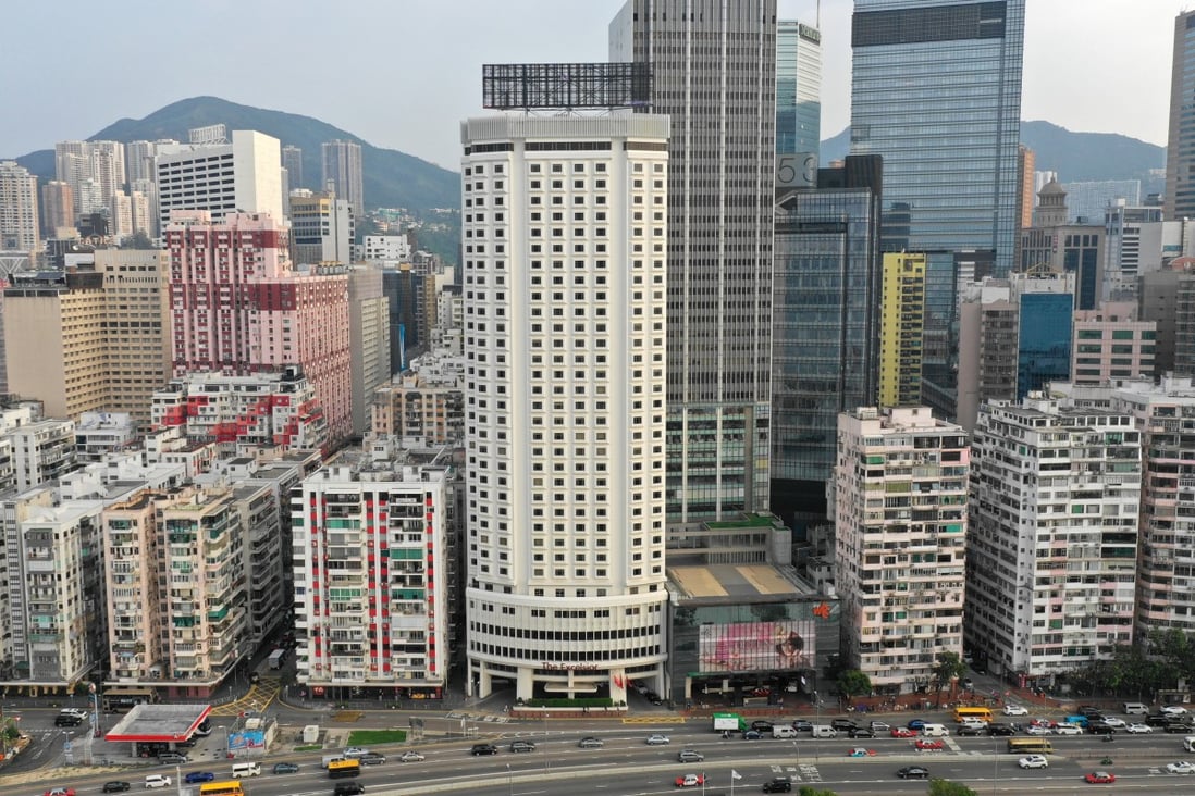 Aerial view of The Excelsior Hotel (centre) in Causeway Bay, which was closed for redevelopment into a commercial office tower, on 9 October 2018. Photo: Roy Issa.