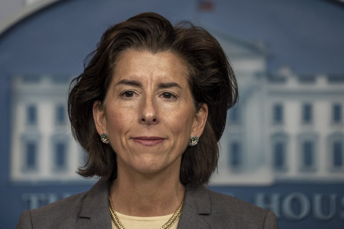 US Secretary of Commerce Gina Raimondo held videoconference talks with the Taiwanese economics minister Wang Mei-hua on Tuesday. Photo: EPA-EFE