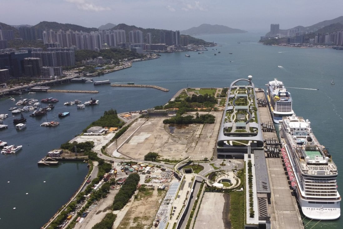 The runway of Hong Kong’s former Kai Tak airport site protruding into Victoria Harbour. The site has been converted into a residential, commercial and retail area as an important part of the transformation of East Kowloon into a central business district.
Photo: Martin Chan