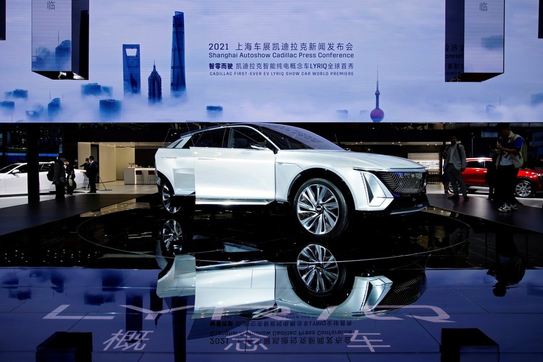 A Cadillac Lyriq electric SUV is seen at the Shanghai car show on April 19, 2021. Photo: Reuters