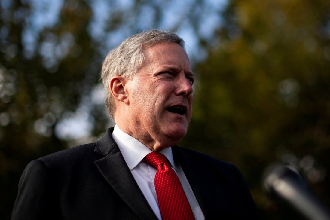 Then White House Chief of Staff Mark Meadows speaks to reporters in Washington in October. Photo: Reuters