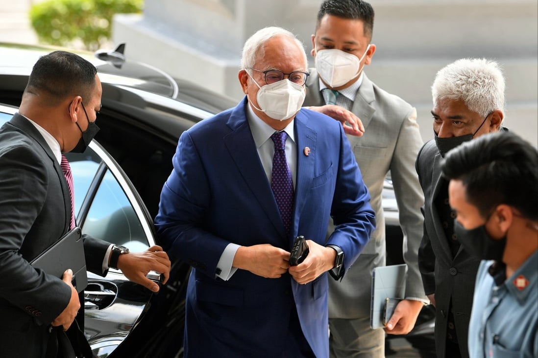 Former Malaysian prime minister Najib Razak is seen arriving at court during his trial. Photo: DPA