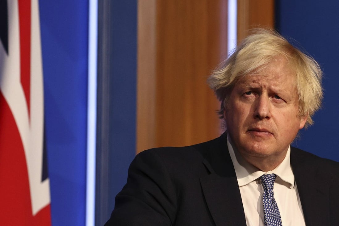 UK Prime Minister Boris Johnson speaks at Downing Street press conference on Wednesday. Photo: AP