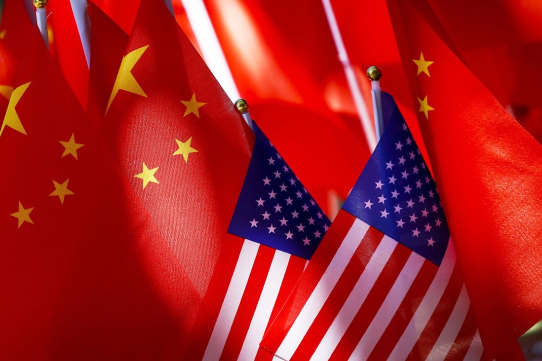 Chinese and US flags pictured side-by-side in Beijing. Photo: AP