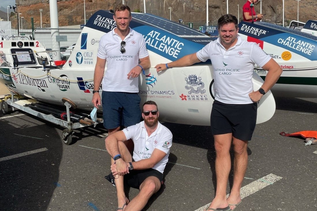 (From Left) Martin Muller, Rob Lennox and Matthew Bell prepare to row the Atlantic. Photo: Handout