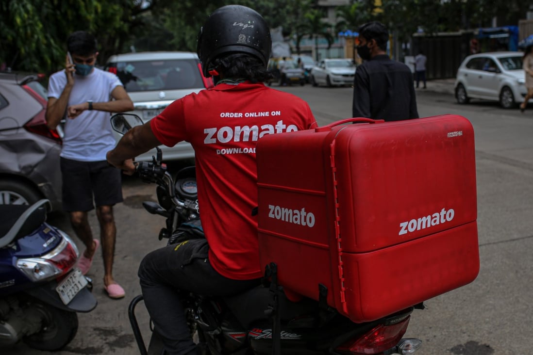 A Zomato delivery rider on a motorcycle in Mumbai, India. Photo: Bloomberg