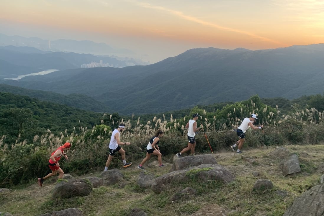 Frenchmen Paul Fournier, Mat Leng, Guillaume Perrot and Slovakian Veronika Vadovicova set the mixed team record at the Oxfam Trailwalker, in 13:28. Photo: Handout