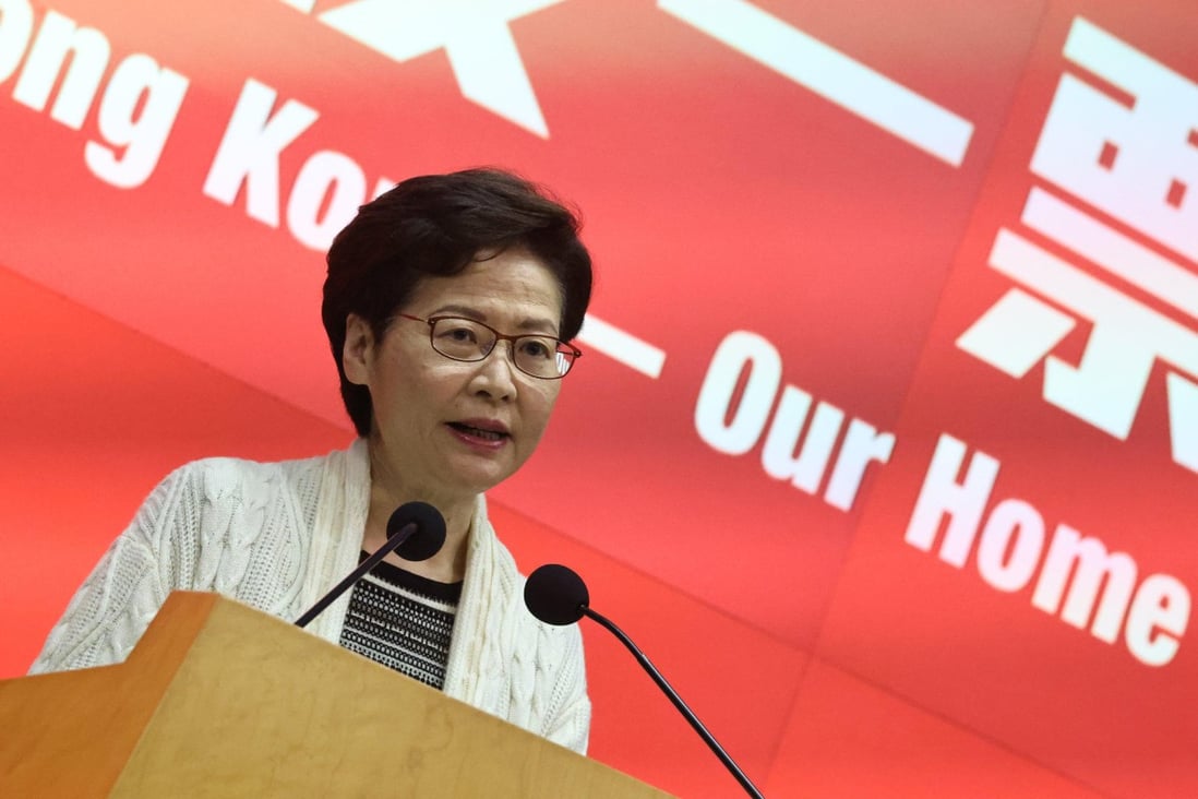 Hong Kong leader Carrie Lam has been sent an intimidating piece of mail containing a razor blade. Photo: K. Y. Cheng