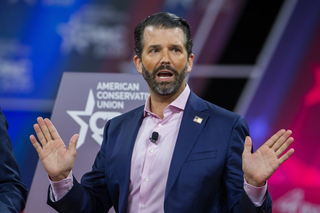 Donald Trump Jnr speaks at the Conservative Political Action Conference in Maryland in February 2020. Photo: EPA-EFE