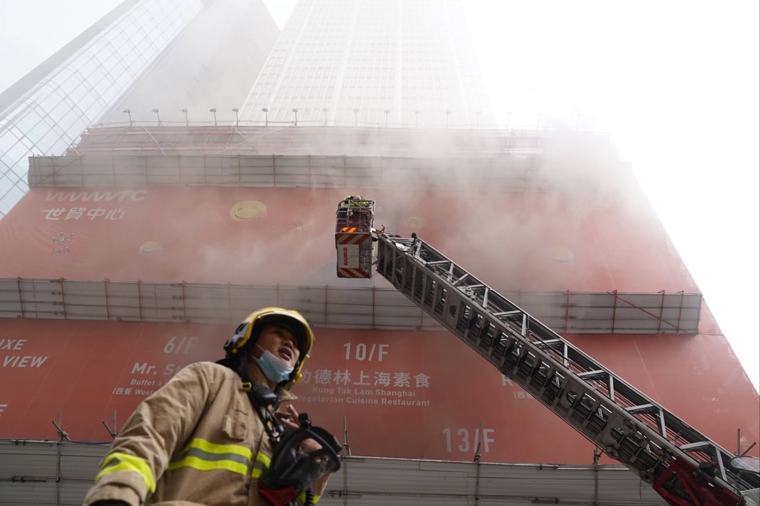 A fire has broken out at the World Trade Centre in Causeway Bay. Photo: Sam Tsang