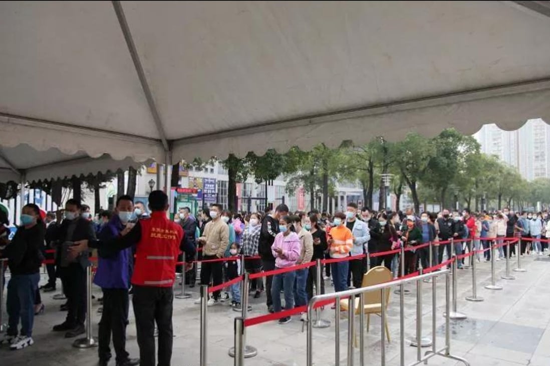 Millions of residents have been told to get tested for Covid-19 in Dongguan, Guangdong province. Photo: Weibo
