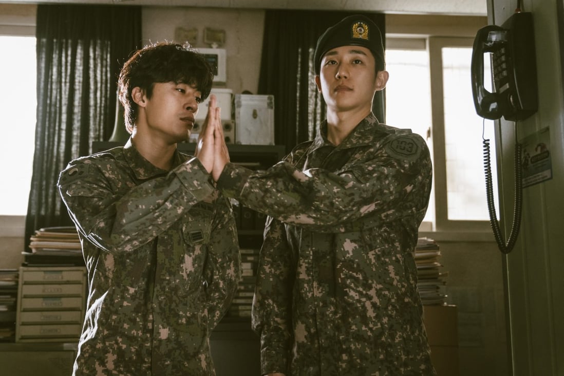 Koo Kyo-hwan (left) and Jung Hae-in in a still from D.P., which has been renewed for a second season. Production companies are nailing down casts for Korean drama series that will broadcast in 2022. Photo: Netflix