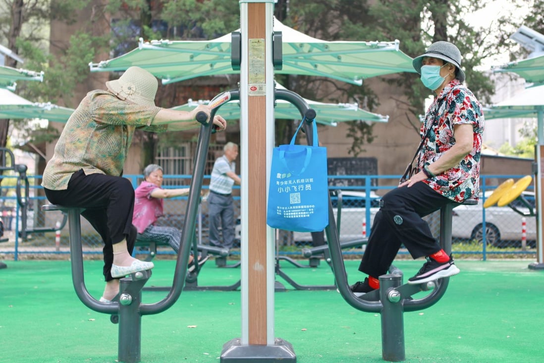 Elderly people exercise on outdoor fitness equipment at Qingtan new village in Changzhou, Jiangsu province. Many countries are facing the challenge of how to cope with a rapidly ageing population. Photo: Getty Images