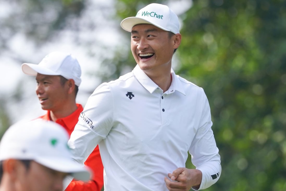 Li Haotong is in a happy mood during the third round of the 27th Volvo China Open at Genzon Golf Club in Shenzhen. Photo: Handout