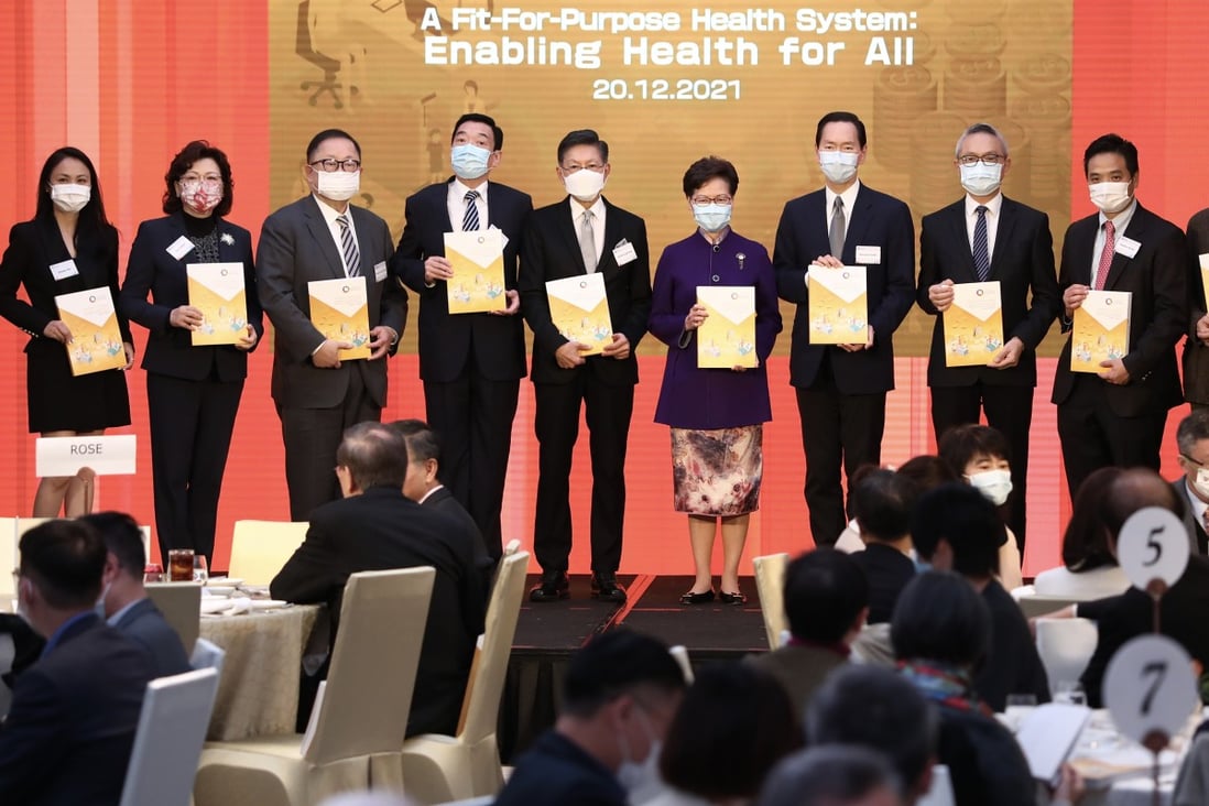 Chief Executive Carrie Lam (centre) attends the Our Hong Kong Foundation symposium on Monday. Photo: Jonathan Wong

