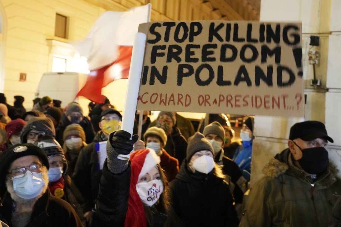Protests in Poland at media law seen as move to silence US-owned TV channel  | South China Morning Post