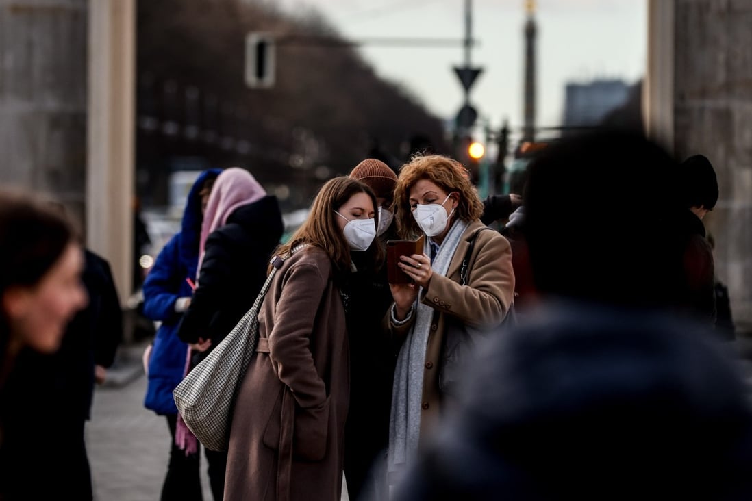 People wear face masks in central Berlin, Germany on Monday. Photo: EPA-EFE