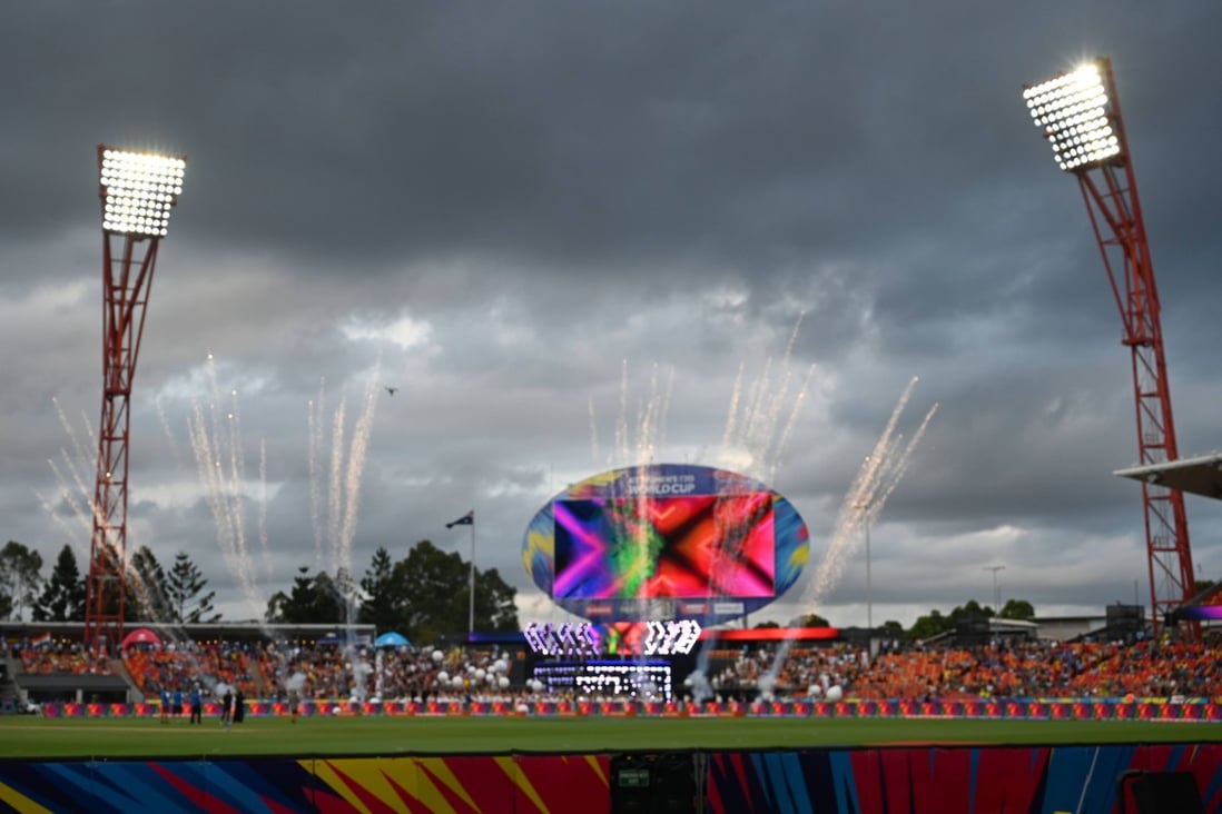 Fireworks go off before the opening match between Australia and India at the women’s Twenty20 World Cup in Sydney last year. Photo: AFP