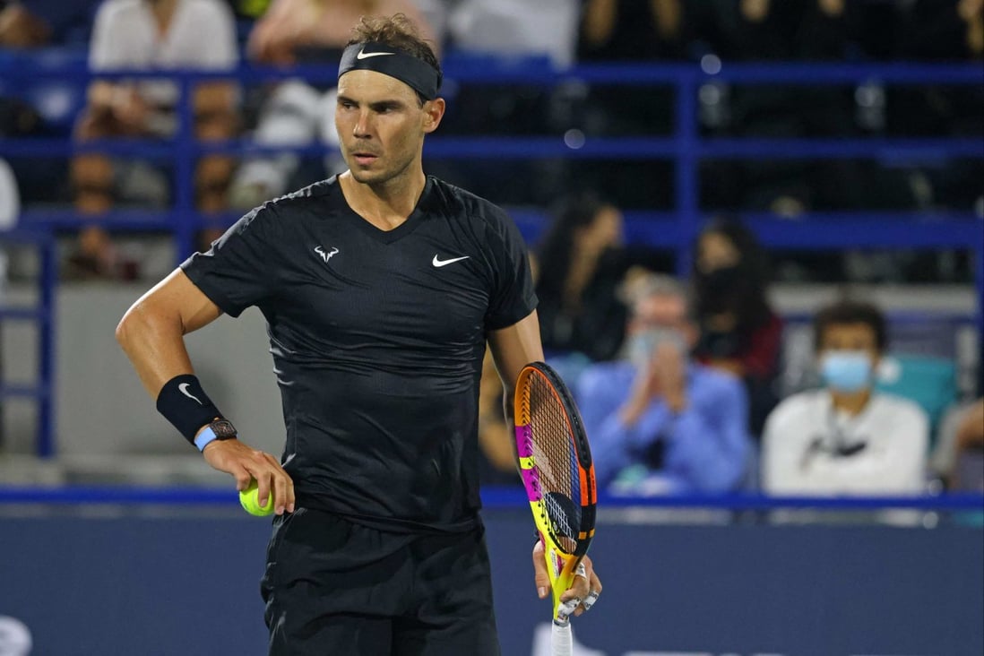 Rafael Nadal reacts during his semi-final match against Britain’s Andy Murray in the Mubadala World Tennis Championship in Abu Dhabi. Photo: AFP