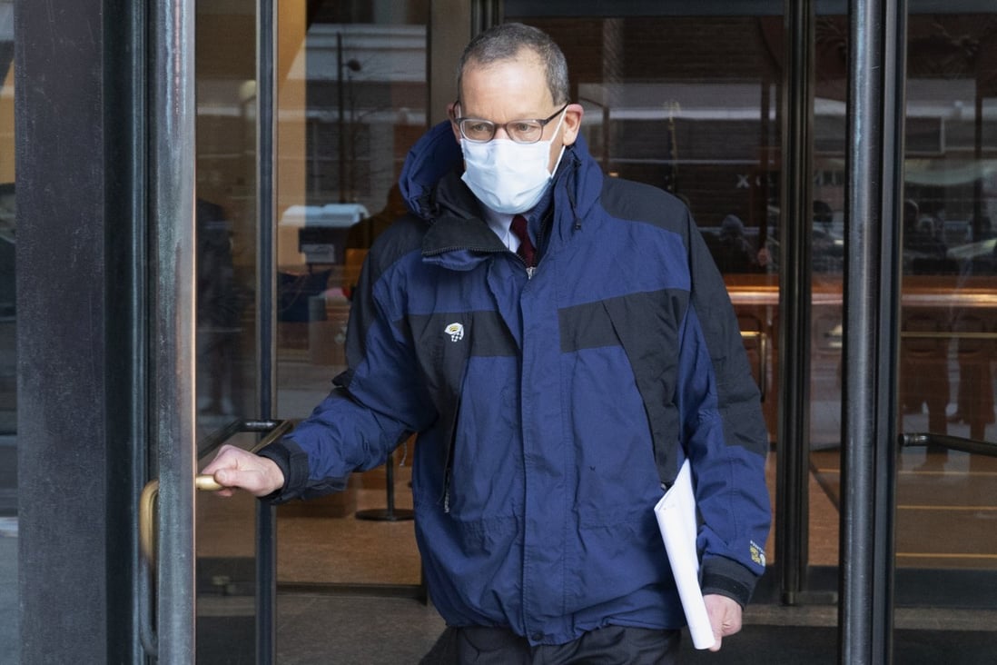Harvard University professor Charles Lieber leaves the federal courthouse in Boston on December 14. He was found guilty on all counts on Tuesday. Photo: AP