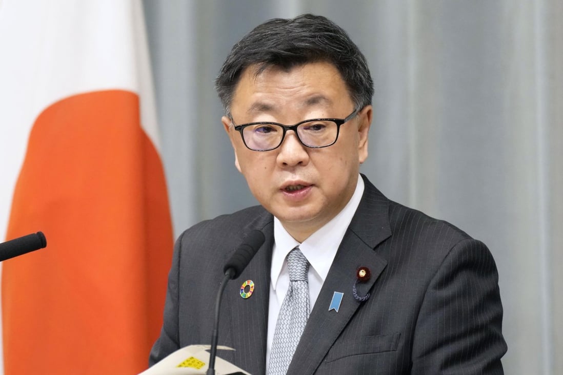 Japan’s Chief Cabinet Secretary Hirokazu Matsuno announces the country will not send a delegation of ministers to represent the government at the Beijing Winter Olympics. Photo: Kyodo