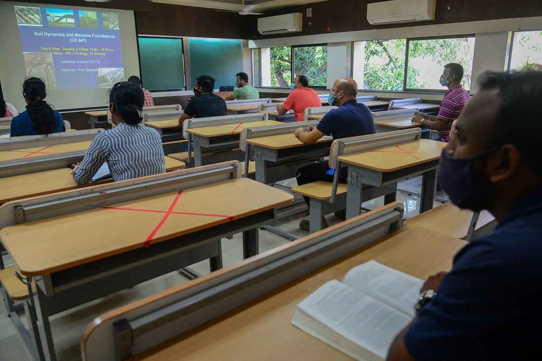 Students attend a class at the Indian Institute of Technology (IIT) Bombay campus in Mumbai. - Twitter’s new CEO Parag Agrawal is the latest alumnus of one of the country’s prestigious technical universities. Photo: AFP