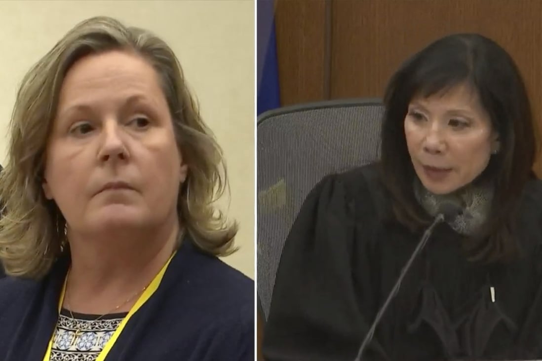 Former police officer Kim Potter reacts as Hennepin County Judge Regina Chu reads the verdict on Thursday. Photo: Court TV via AP