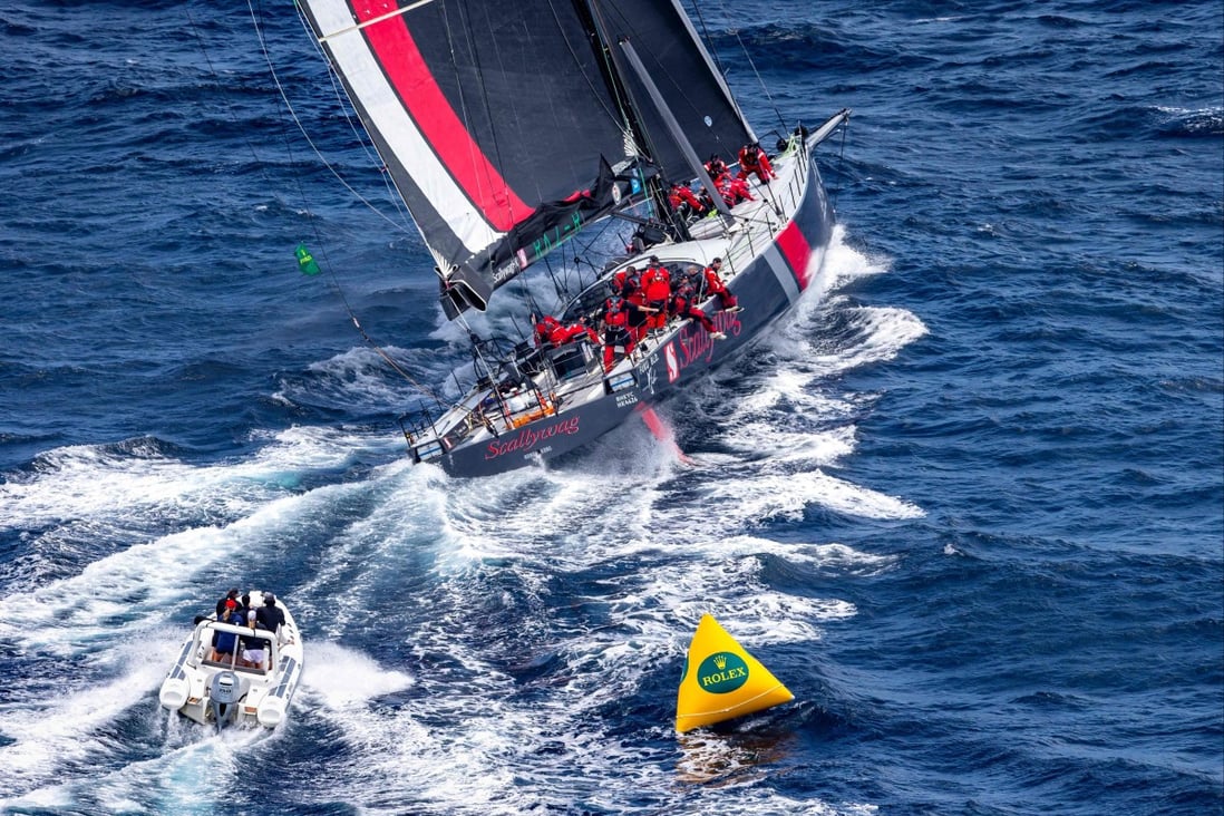 Sun Hung Kai Scallywag, representing Hong Kong, competing in the Sydney to Hobart race. Photo: AFP/Rolex