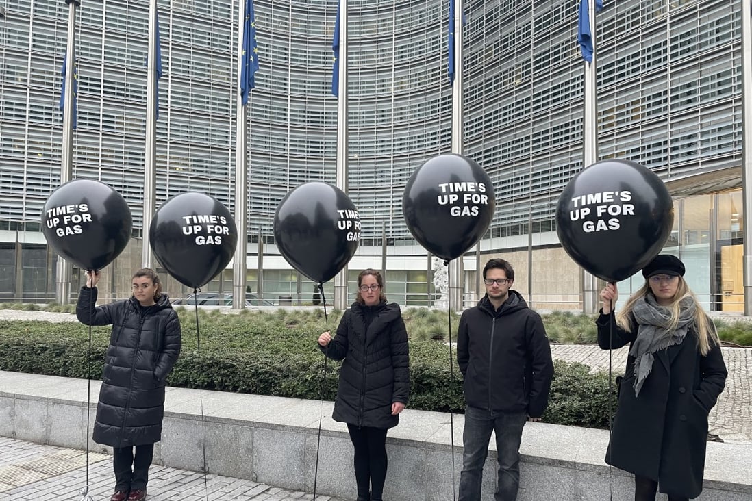 Members of the NGO Friends of the Earth Europe striving to end the use of gas and other fossil fuels by 2030 protested in front of the European Union headquarters in Brussels on December 14. The EU provided €52 billion worth of fossil fuel subsidies just in 2020. Photo: dpa