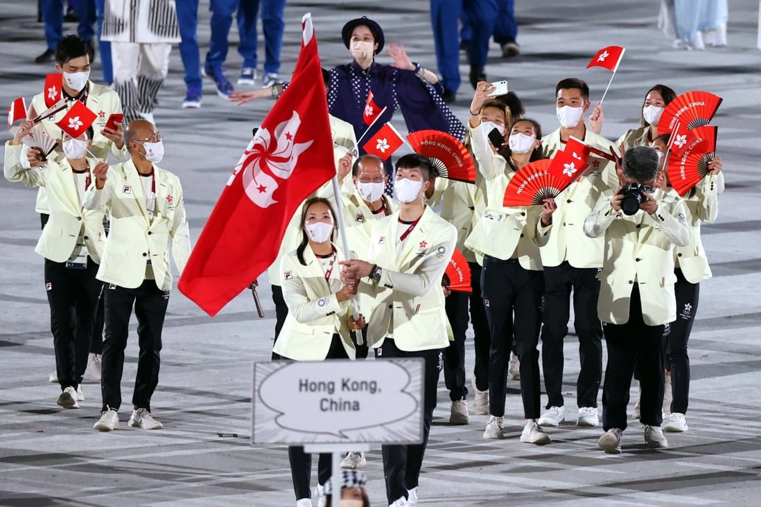 Team Hong Kong at the opening ceremony of the Tokyo Olympics. Photo: EPA-EFE