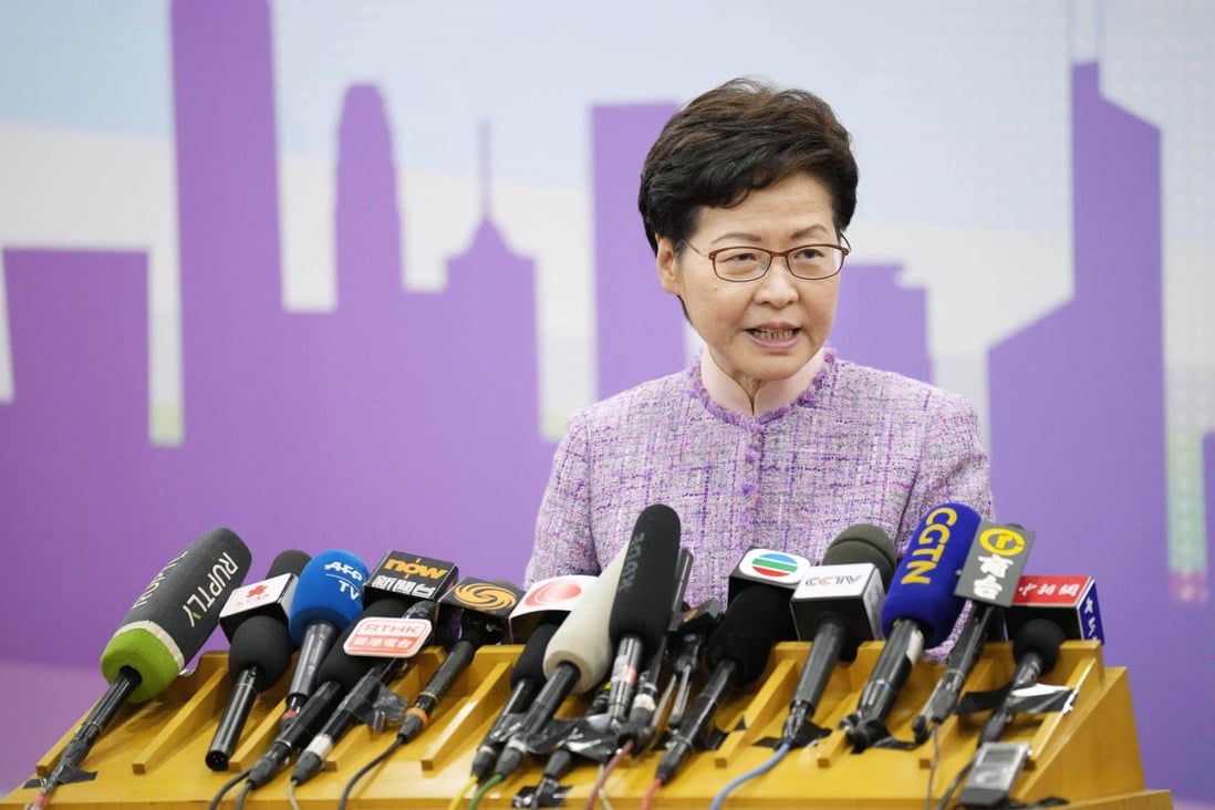 Hong Kong Chief Executive Carrie Lam speaks at a press conference after meeting President Xi Jinping in Beijing on December 22. Photo: Kyodo