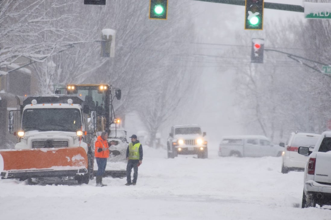Snow plow drivers in the City of Walla Walla, Washington, southern US. Photo: AP