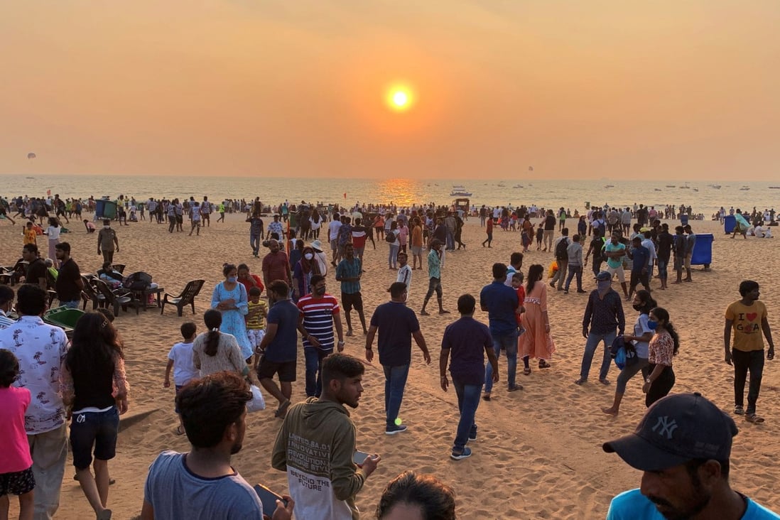 Despite India’s recent tightening of Covid-19 restrictions, domestic tourists have flocked to Goa for its beaches and nightlife and to see in the New Year. Photo: Reuters/Sunil Kataria
