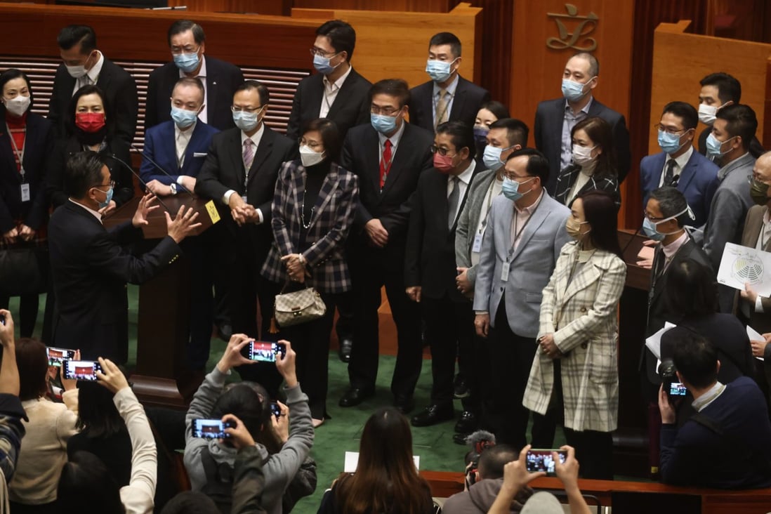 Newly elected lawmakers visit the Legislative Council chamber on December 23. Photo: K. Y. Cheng