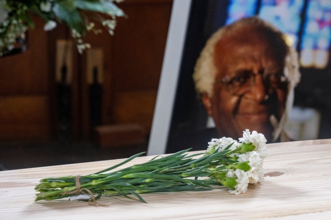 The coffin of Archbishop Desmond Tutu during the state funeral at St George’s Cathedral in Cape Town, South Africa on January 1. Photo: Reuters