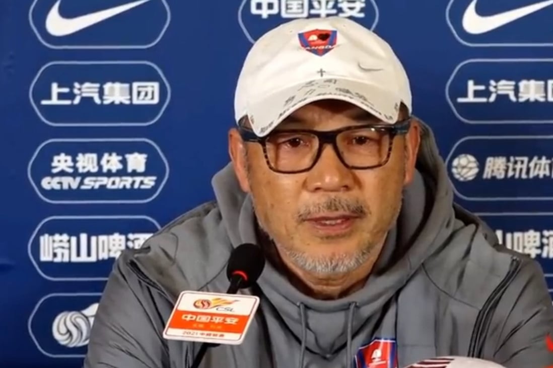 Chang Woe-ryong chokes up as he talks about the plight of Chongqing Liangjiang football club. 