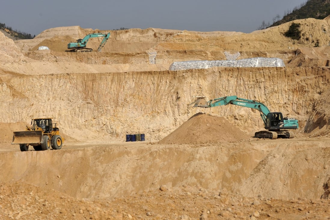 A rare earth mine in Ganxian county in central China’s Jiangxi province. Photo: Chinatopix via AP