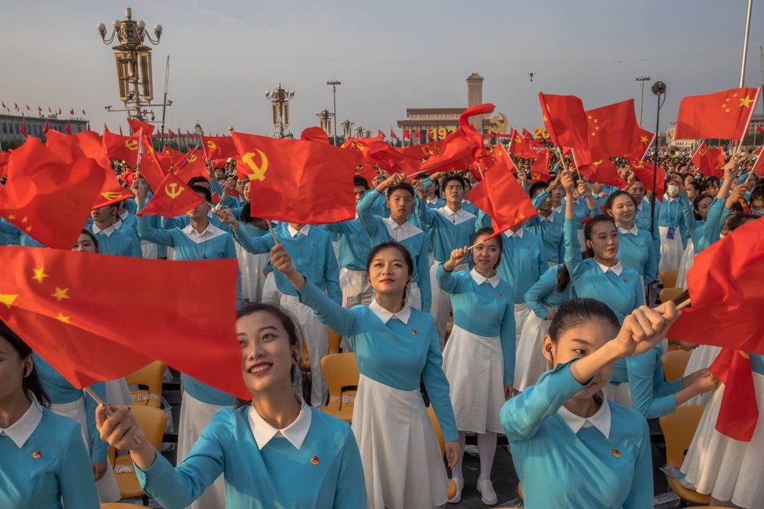 Participants rehearse before a celebration at Tiananmen Square marking the 100th founding anniversary of the Chinese Communist Party, in Beijing on July 1. Photo: EPA-EFE