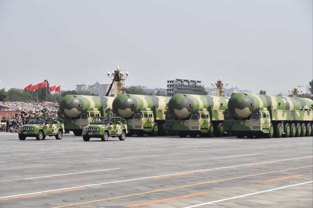 Chinese  intercontinental strategic nuclear missiles on parade in Beijing. Photo: Xinhu