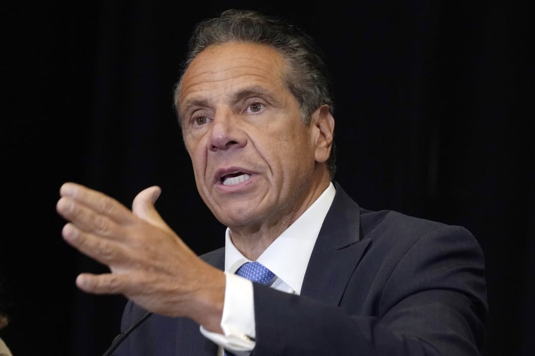 New York Governor Andrew Cuomo speaks during a news conference at Yankee Stadium in July. Photo: AP