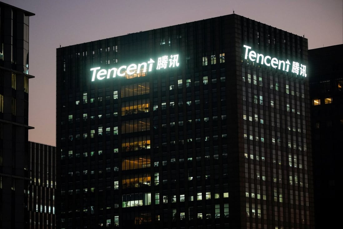 The logo of Tencent seen at Tencent’s office in Shanghai on December 13, 2021. Photo: Reuters