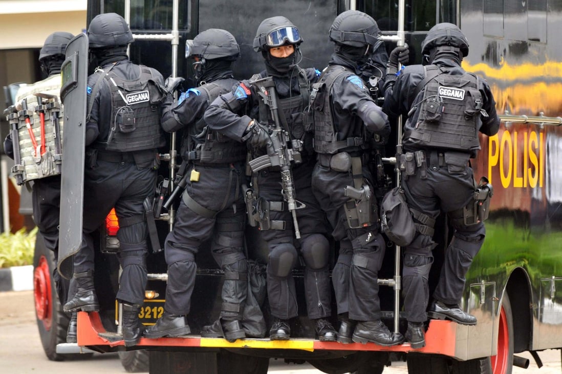 An Indonesian anti-terror squad at a counter-terrorism drill in Jakarta. File photo: AFP 