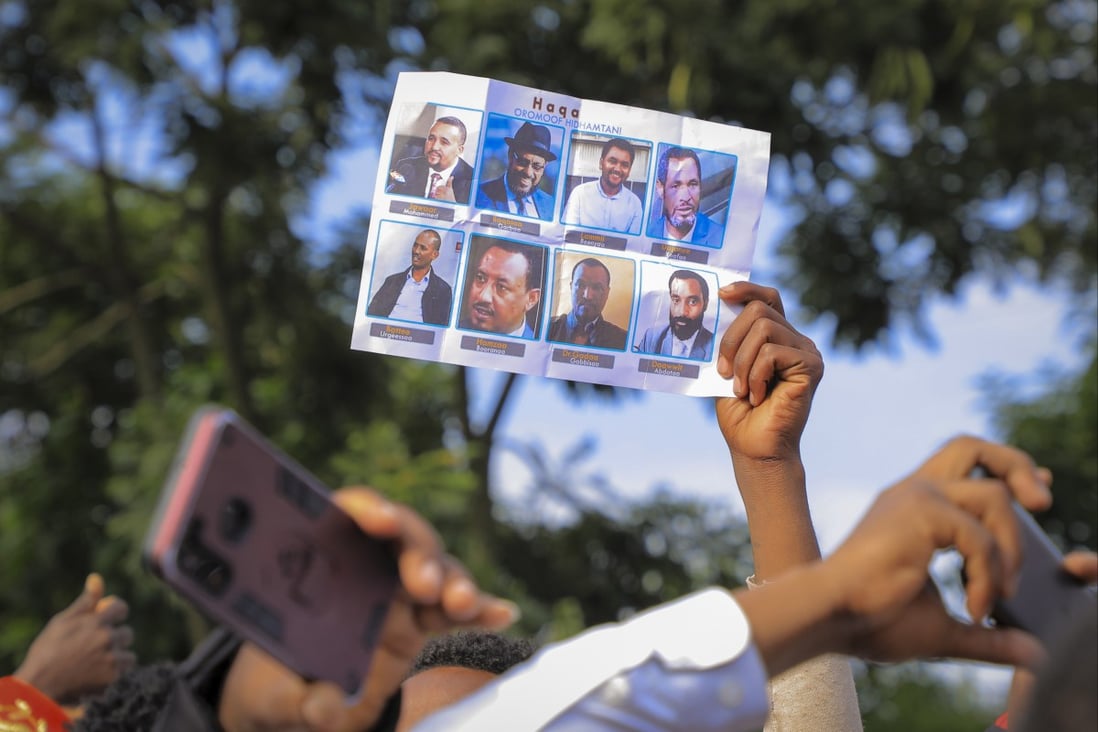 Protesters call for the release of prominent opposition figures in the Ethiopia’s capital, Addis Ababa, in October. Photo: AP