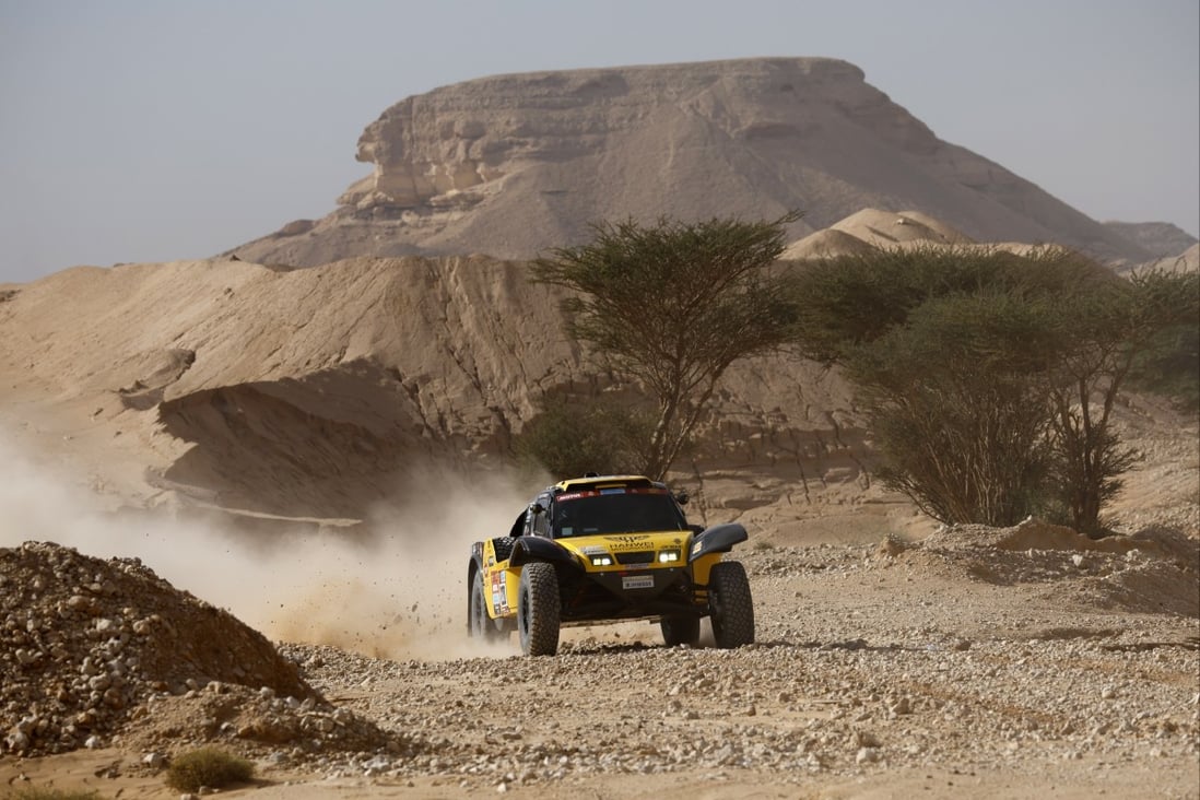 Chinese driver Han Wei in action during stage six of the Rally Dakar 2022. Photo: EPA-EFE