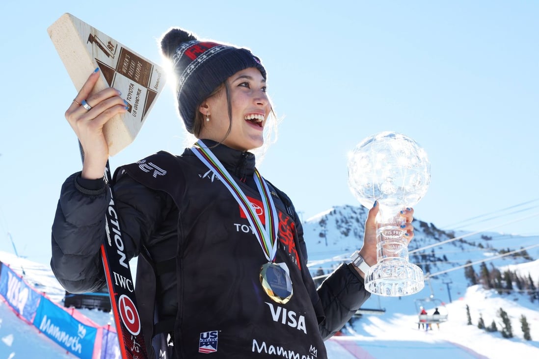 Eileen Gu of Team China after placing first in the Women’s Freeski Halfpipe competition at the Toyota US Grand Prix at Mammoth Mountain. Photo: AFP