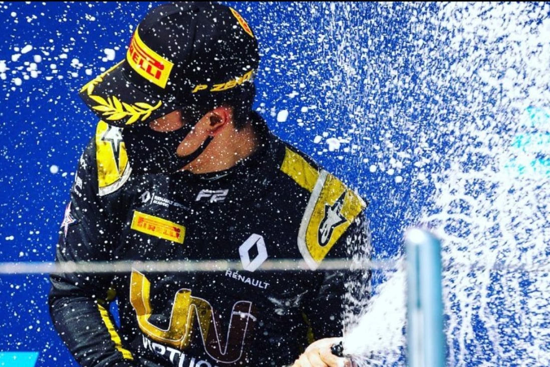 China’s Zhou Guanyu celebrates his first Formula 2 victory in Sochi. Photo: Instagram/Zhou Guanyu