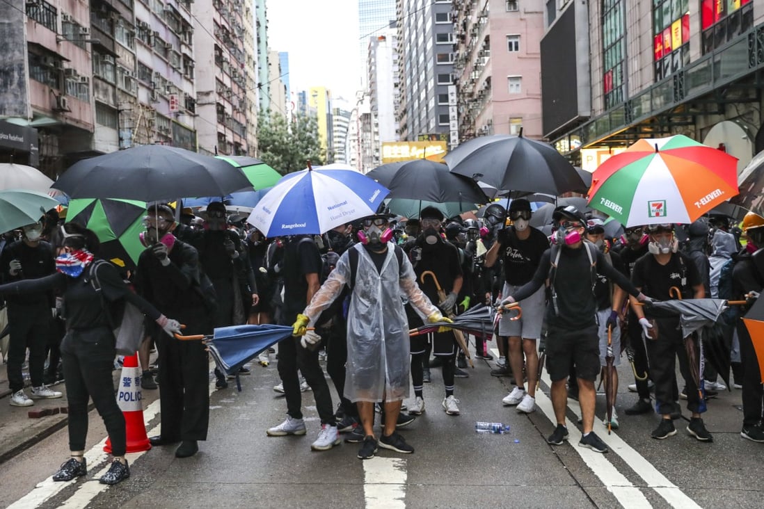 Anti-government protesters during a rally in Wan Chai on October 5, 2019. Photo: Sam Tsang