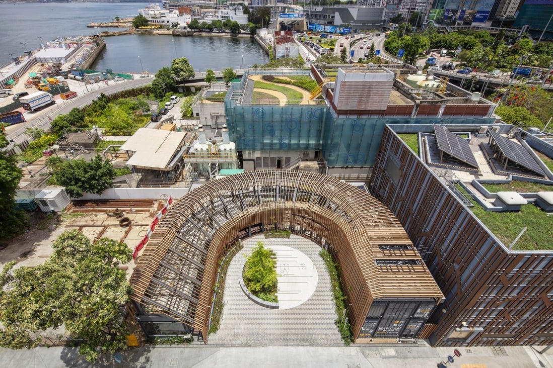 An aerial view of GREEN@WAN CHAI, a new recycling centre in Wan Chai, Hong Kong. Photo: courtesy of ArchSD